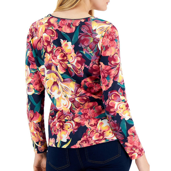 Karen Scott Floral Print Top - Intrepid Blue XXL - Women's Shirts - Picture 2 of 2